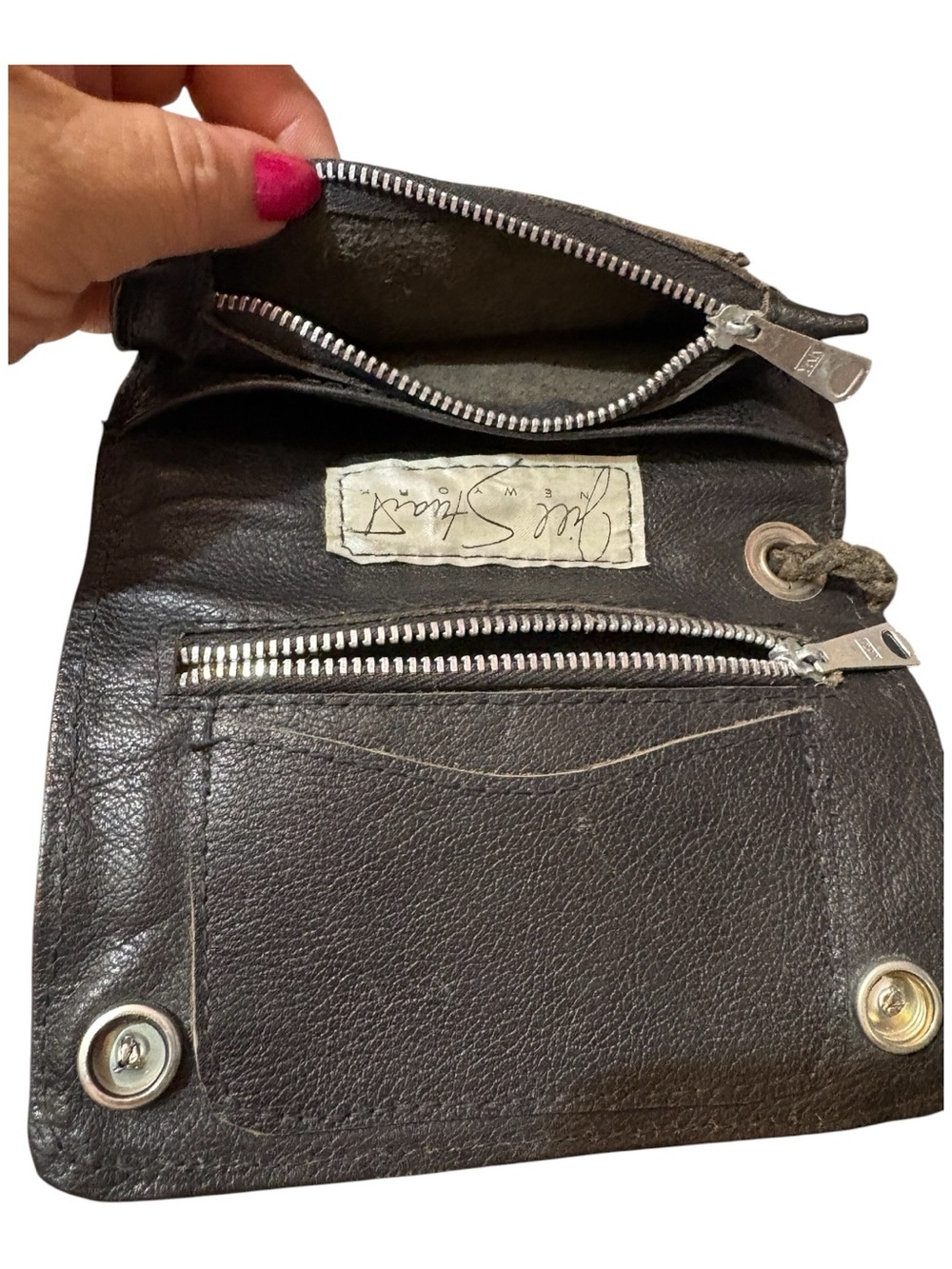 JILL STUART Black Leather Clutch with Silver Medallion Hardware - Picture 4 of 8